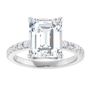 Platinum 10x8 mm Emerald Ring Mounting – image 5