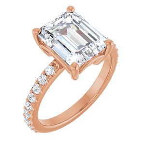 18K Rose Gold 10x8 mm Emerald Ring Mounting