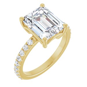 18K Yellow Gold 10x8 mm Emerald Ring Mounting