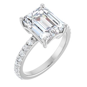 10K White Gold 10x8 mm Emerald Ring Mounting