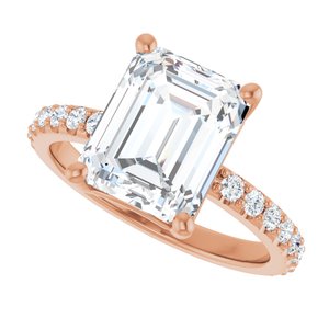 14K Rose Gold 10x8 mm Emerald Ring Mounting – image 8