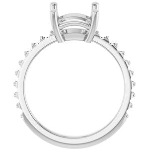 10K White Gold 10x8 mm Emerald Ring Mounting – image 4