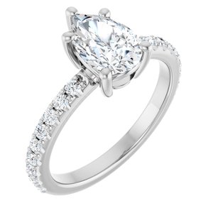 18K White Gold 9x6 mm Pear Ring Mounting