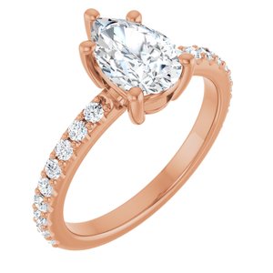 14K Rose Gold 9x6 mm Pear Ring Mounting
