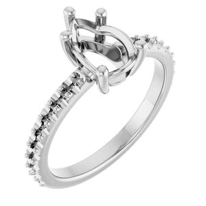 18K White Gold 9x6 mm Pear Ring Mounting – image 2