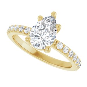 14K Yellow Gold 9x6 mm Pear Ring Mounting – image 8