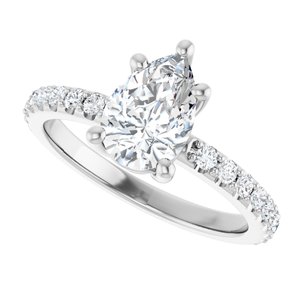 10K White Gold 9x6 mm Pear Ring Mounting – image 8