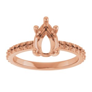 14K Rose Gold 9x6 mm Pear Ring Mounting – image 6