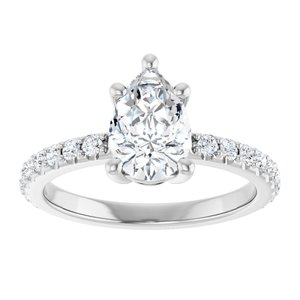 10K White Gold 9x6 mm Pear Ring Mounting – image 5