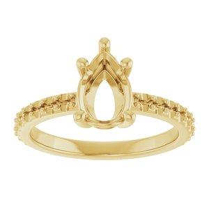 10K Yellow Gold 9x6 mm Pear Ring Mounting – image 6