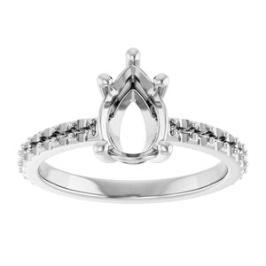 14K White Gold 9x6 mm Pear Ring Mounting – image 6
