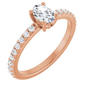 10K Rose Gold 6x4 mm Oval Ring Mounting