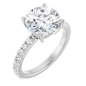10K White Gold 9.4 mm Round Ring Mounting