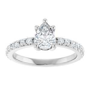 14K White Gold 7x5 mm Pear Ring Mounting – image 5