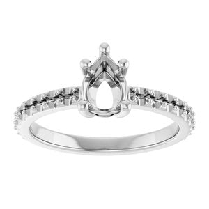 14K X1 White Gold 7x5 mm Pear Ring Mounting – image 6