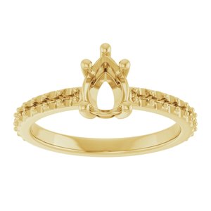 14K Yellow Gold 7x5 mm Pear Ring Mounting – image 6