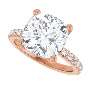 10K Rose Gold 10 mm Cushion Ring Mounting – image 8