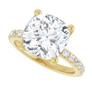 14K Yellow Gold 10 mm Cushion Ring Mounting – image 8