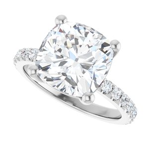 10K White Gold 10 mm Cushion Ring Mounting – image 8