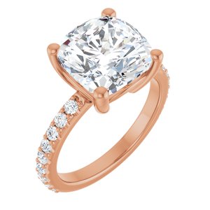 18K Rose Gold 10 mm Cushion Ring Mounting