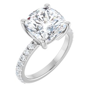 18K White Gold 10 mm Cushion Ring Mounting