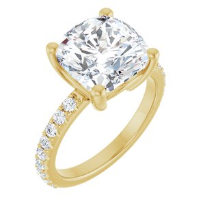 18K Yellow Gold 10 mm Cushion Ring Mounting