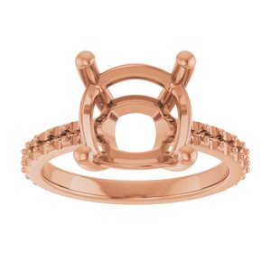 10K Rose Gold 10 mm Cushion Ring Mounting – image 6