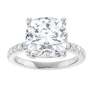 18K White Gold 10 mm Cushion Ring Mounting – image 5