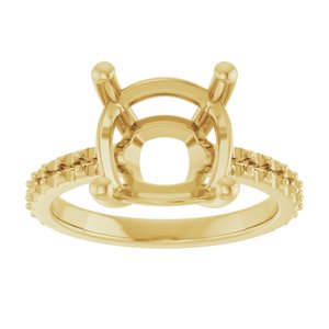 14K Yellow Gold 10 mm Cushion Ring Mounting – image 6