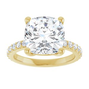 10K Yellow Gold 10 mm Cushion Ring Mounting – image 5