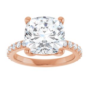 18K Rose Gold 10 mm Cushion Ring Mounting – image 5
