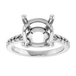 18K White Gold 10 mm Cushion Ring Mounting – image 6