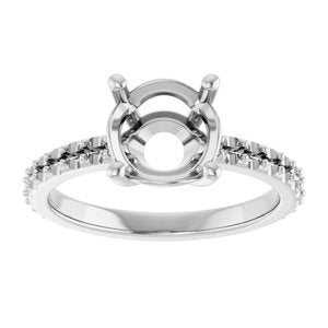 18K White Gold 8.2 mm Round Ring Mounting – image 6