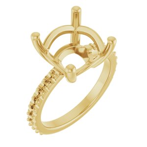 10K Yellow Gold 11 mm Cushion Ring Mounting – image 2