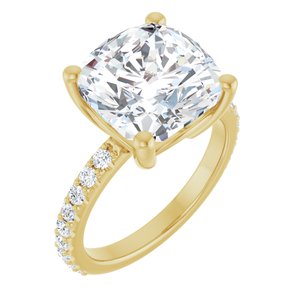 10K Yellow Gold 11 mm Cushion Ring Mounting
