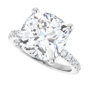 18K White Gold 11 mm Cushion Ring Mounting – image 8