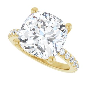 10K Yellow Gold 11 mm Cushion Ring Mounting – image 8