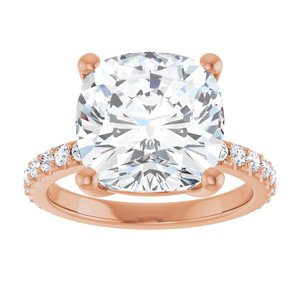 10K Rose Gold 11 mm Cushion Ring Mounting – image 5