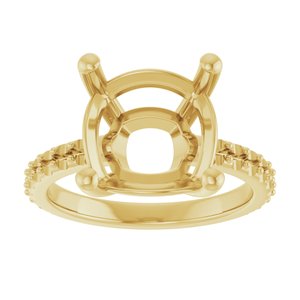 14K Yellow Gold 11 mm Cushion Ring Mounting – image 6