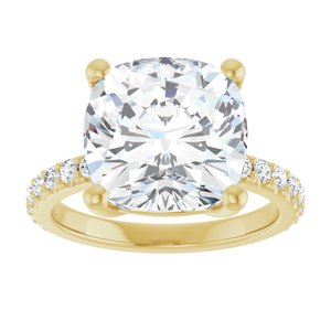 18K Yellow Gold 11 mm Cushion Ring Mounting – image 5