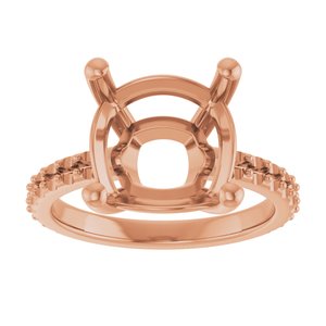 14K Rose Gold 11 mm Cushion Ring Mounting – image 6