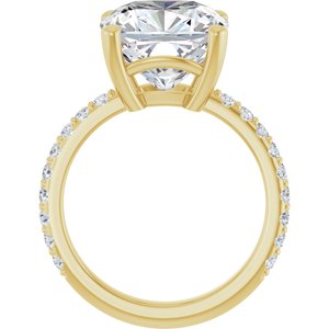 14K Yellow Gold 11 mm Cushion Ring Mounting – image 3