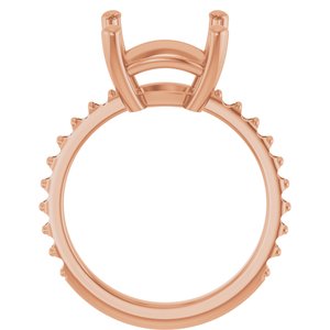 14K Rose Gold 11 mm Cushion Ring Mounting – image 4
