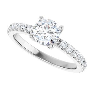 Platinum 6 mm Round 1/3 CTW Natural Diamond Semi-Set Ring – image 8