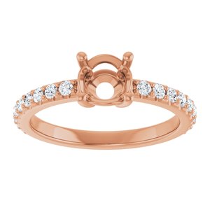 14K Rose Gold 6 mm Round 1/3 CTW Natural Diamond Semi-Set Ring – image 6