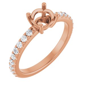 14K Rose Gold 6 mm Round 1/3 CTW Natural Diamond Semi-Set Ring – image 2