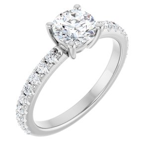 10K White Gold 6 mm Round Ring Mounting
