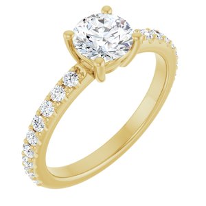 14K Yellow Gold 6 mm Round 1/3 CTW Natural Diamond Semi-Set Ring
