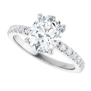 14K White Gold 9x7 mm Oval Ring Mounting – image 8