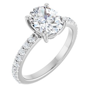 18K White Gold 9x7 mm Oval Ring Mounting